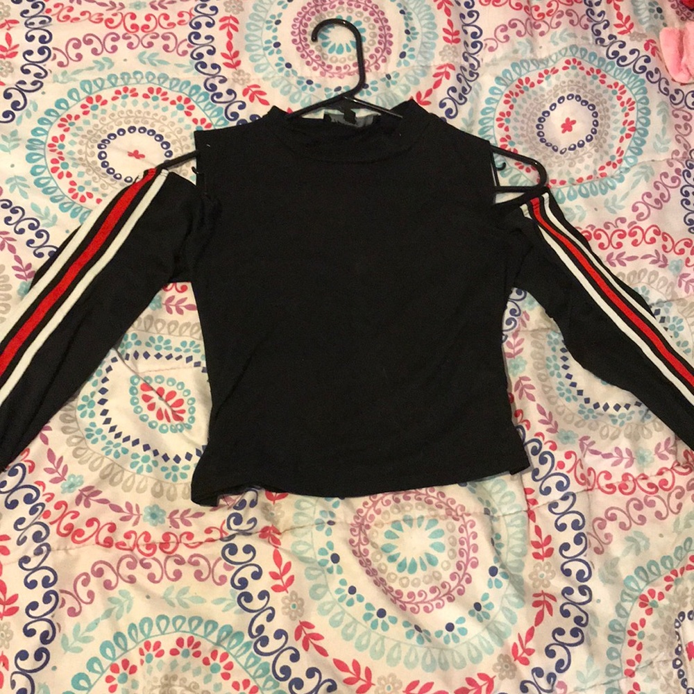 cute long sleeve blouse with stripes on the side